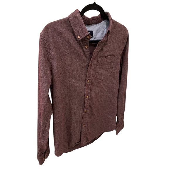 Ben Sherman Men’s maroon Twill Flannel Button Down Long Sleeve shirt Medium - Picture 4 of 11